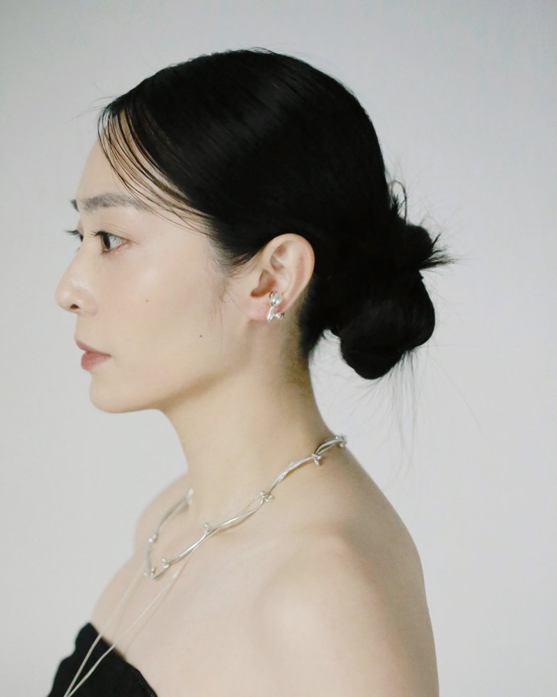 Float ear cuff 漂浮耳骨夾 - 耳環/耳夾/耳骨夾 - 純銀 銀色