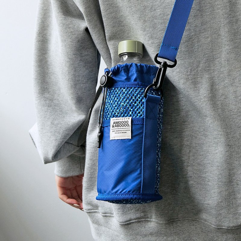 Ultra-light mesh thermos cup cover, tool style, cross-body, portable, anti-fall, universal water bottle bag cover, blue model - กระเป๋าแมสเซนเจอร์ - เส้นใยสังเคราะห์ สีน้ำเงิน