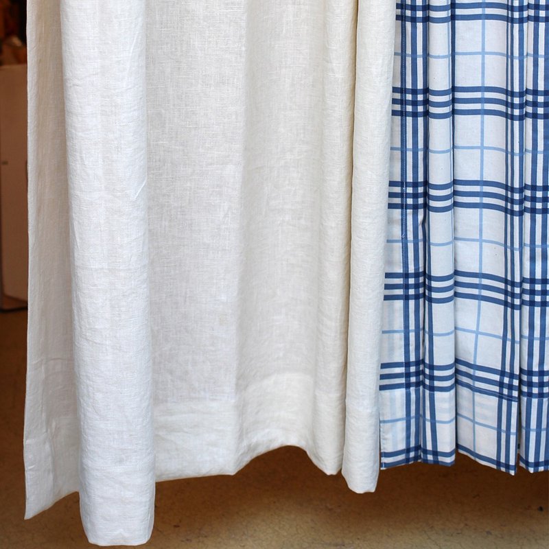 Made in korea ivory linen curtain, door curtain, 門簾, 窗簾, のれん, home interior - 門簾/門牌 - 棉．麻 白色
