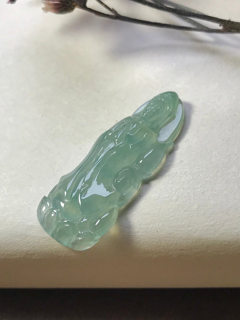 冰種翡翠合掌觀音菩薩項鍊 | 天然緬甸玉翡翠A貨 | 送禮 - 項鍊 - 玉石 透明