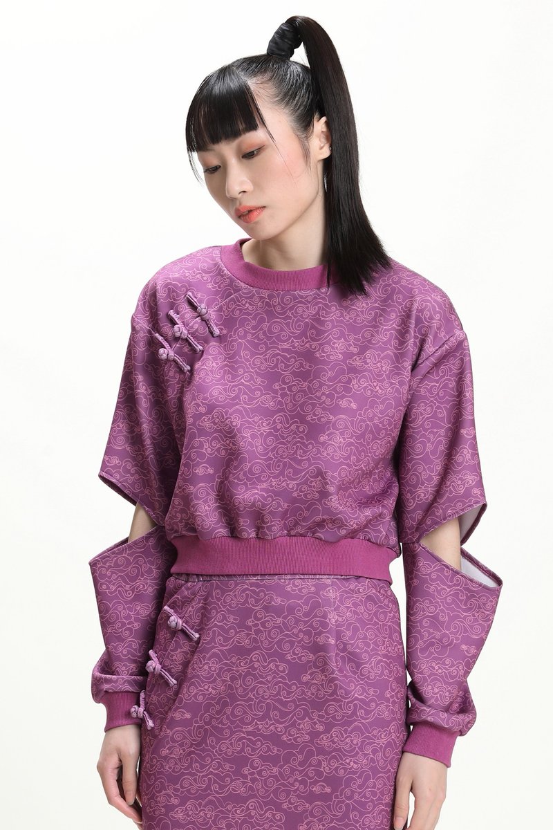 CYPHERHOOD ANNIE 女裝 CUTOUT 鏤空設計運動衛衣紫色 - 女上衣/長袖上衣 - 聚酯纖維 