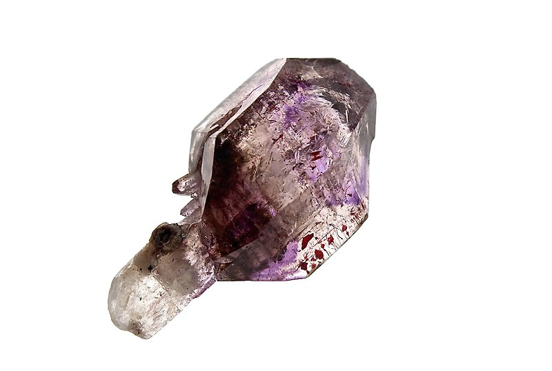 Stone Plant SHIZAI - Scepter Purple Smoke Three Wheels Backbone Crystal Raw Ore/Super Seven - Base Included - Items for Display - Crystal Purple