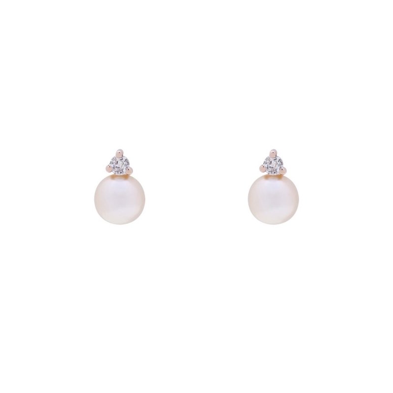 diamond pearl earrings - ต่างหู - เพชร ขาว