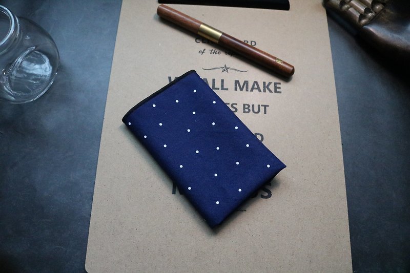 Blue dot pocket towel Cotton Handkerchief Christmas exchange gift - Handkerchiefs & Pocket Squares - Cotton & Hemp Blue