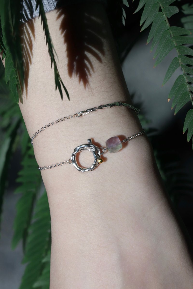 class a 雙層螢石 純銀手鍊 fluorite bracelet - 手鍊/手環 - 純銀 銀色