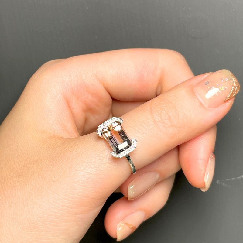 The Bracket - 天然迷霧玫粉紅漸變雙色碧璽(2.97ct) 18k白金鑽戒 - 戒指 - 貴金屬 銀色