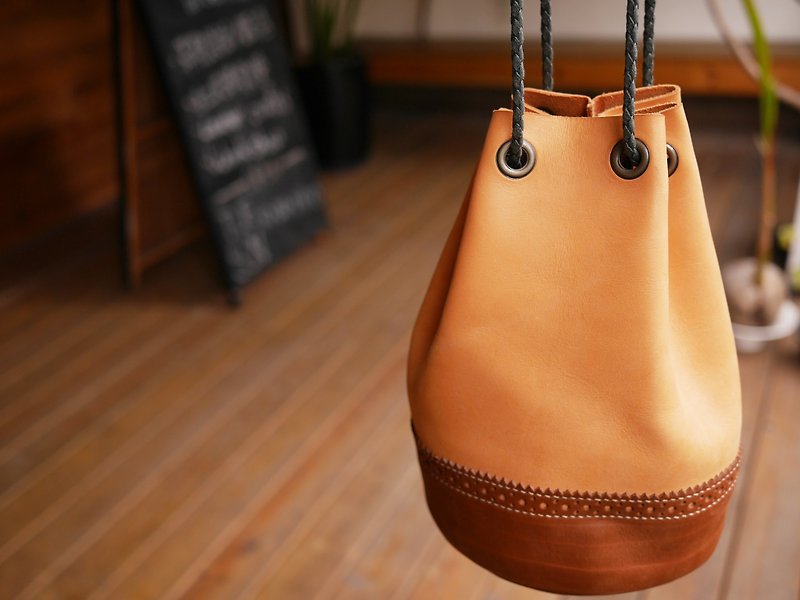 Classic Oxford Bucket Bag - Original Color - Messenger Bags & Sling Bags - Genuine Leather Orange