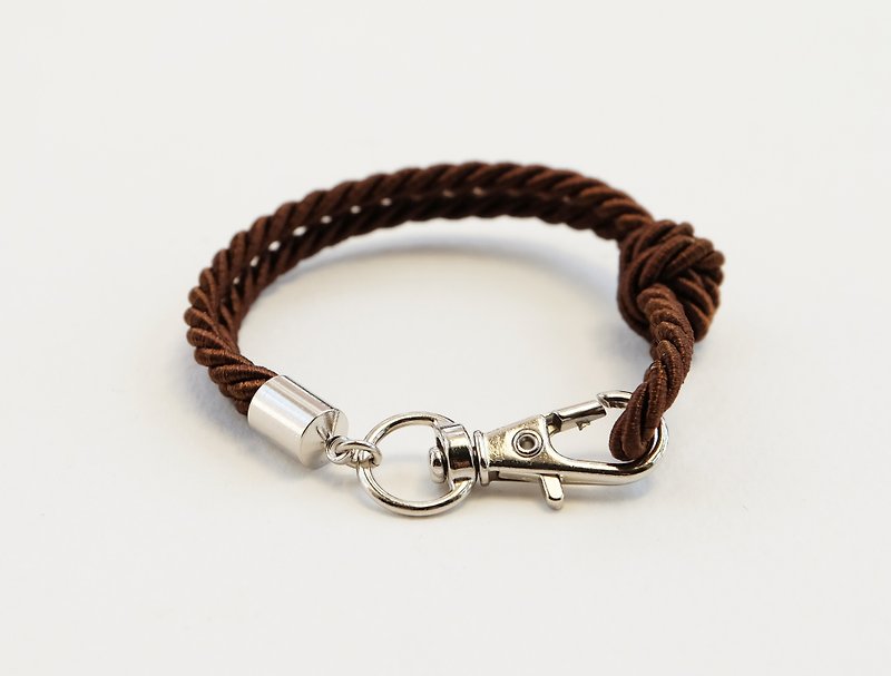 Silver clip bracelet in dark brown color - Bracelets - Other Materials Brown