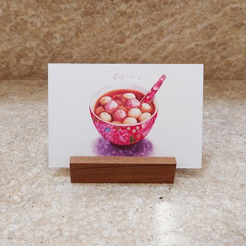 香魚療癒食堂 紅白甜湯圓－美食明信片/食物明信片/美食卡片/食物卡片