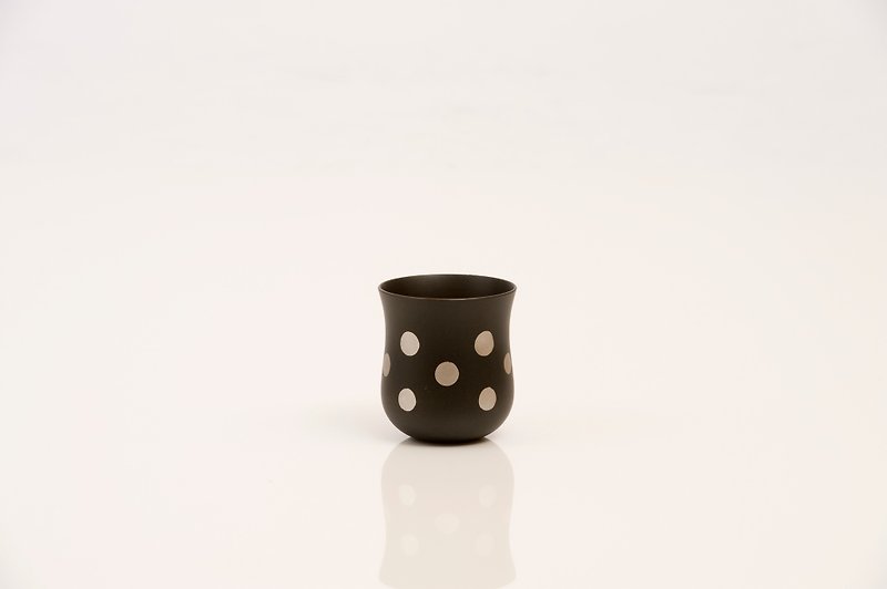 水玉カップ　漆黒　銀 - グラス・コップ - 木製 シルバー