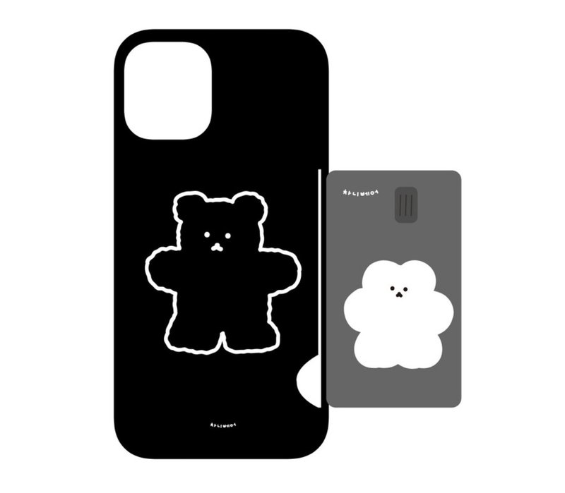 韓國文創 Chanibear Phone case - card, One bear (black) 卡位 订制手机壳很结实。 - 手機殼/手機套 - 塑膠 黑色