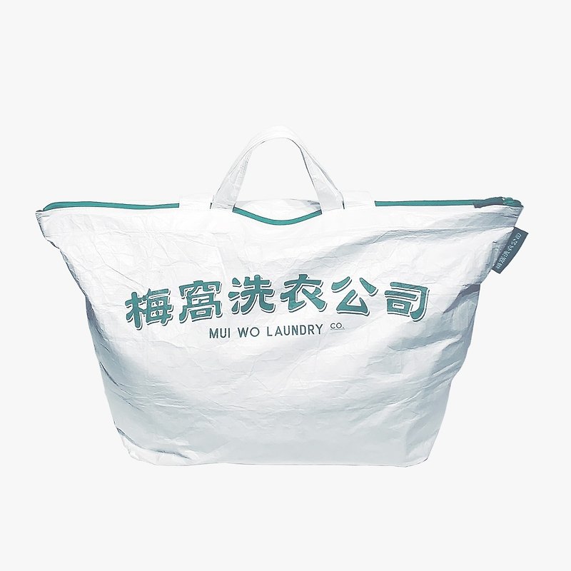 Mui Wo Laundry Co. Tyvek Tote Bag - กระเป๋าถือ - ไฟเบอร์อื่นๆ ขาว