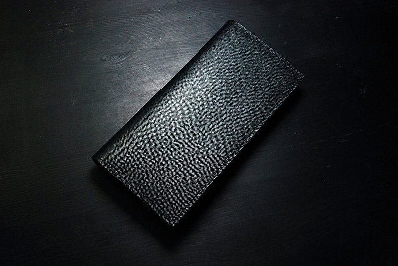 [Promotion] [Cross pattern] European cross pattern leather long clip - Wallets - Genuine Leather Black