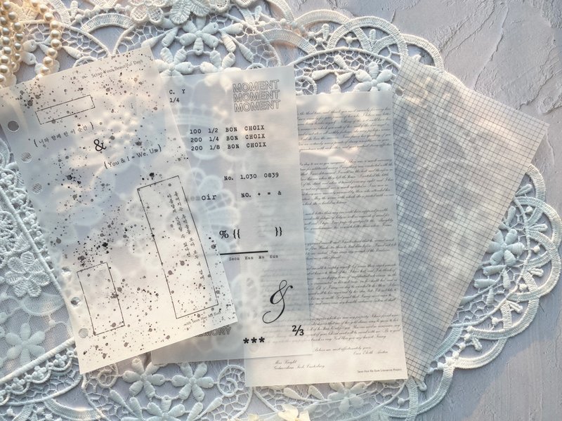 Sentimental Mood Snow Flakes and Lettering Pattern Vellum Paper Pack - 其他 - 紙 白色