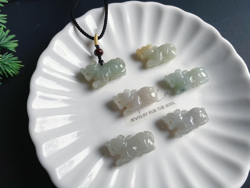 天然緬甸玉翡翠 虎 官運亨通 虎虎生威 項鍊 禮物 天然石 - 手鍊/手環 - 玉石 綠色