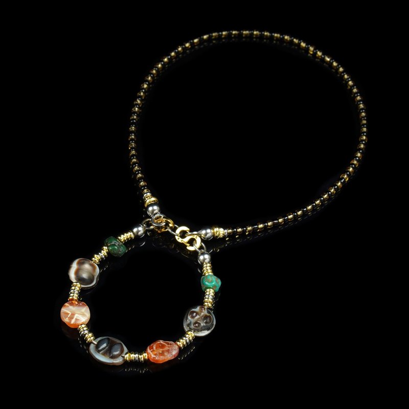 3000～4000年前の高古珠ネックレス（ブレスレット手首周り15-16cm、ネックレス長さ48cm） - ロングネックレス - その他の素材 