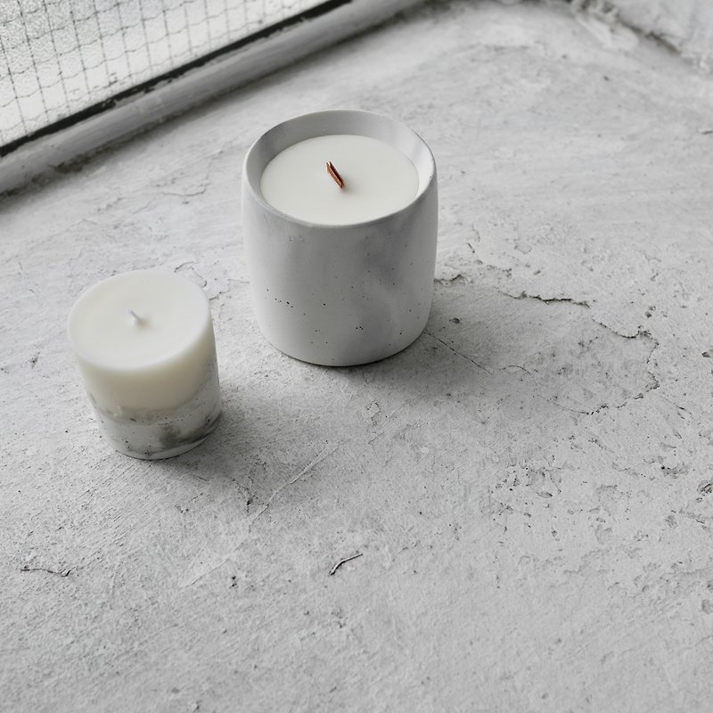 concrete candle - marble white (white tea, green tea) - Candles & Candle Holders - Cement White
