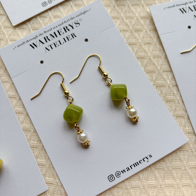 lime cider earrings • 耳環 • 可轉耳夾 - 耳環/耳夾/耳骨夾 - 其他材質 綠色