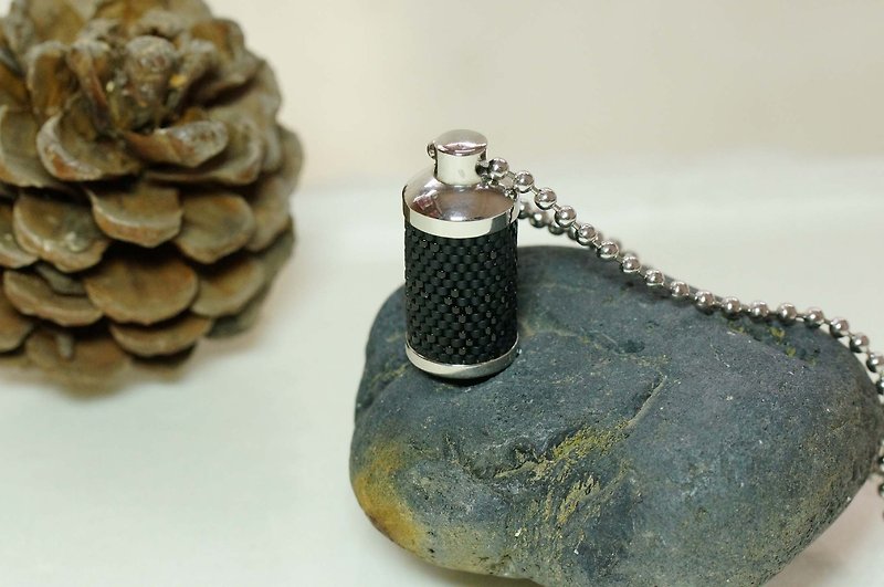 Aiko Bead Stainless Steel Aroma Jar Necklace - Necklaces - Stainless Steel Black