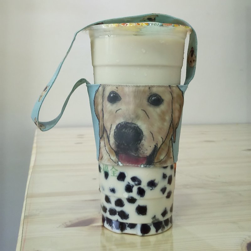 Labrador-double-sided beverage cup set-dog sketch series ~ double-sided beverage bag - ถุงใส่กระติกนำ้ - เส้นใยสังเคราะห์ 