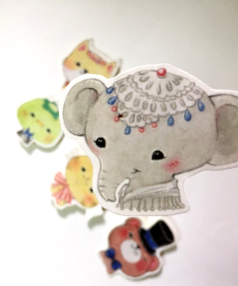 Healing animal group stickers-a set of six - Stickers - Paper White