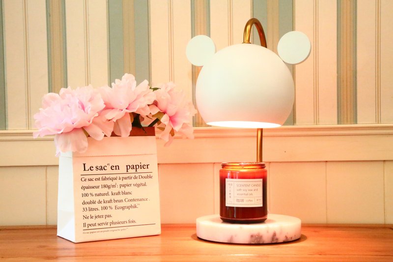 Mickey Mickey Minnie Marble Melted Wax Lamp [Timer/Dimmable] Available in two colors/blue/white - โคมไฟ - โลหะ ขาว