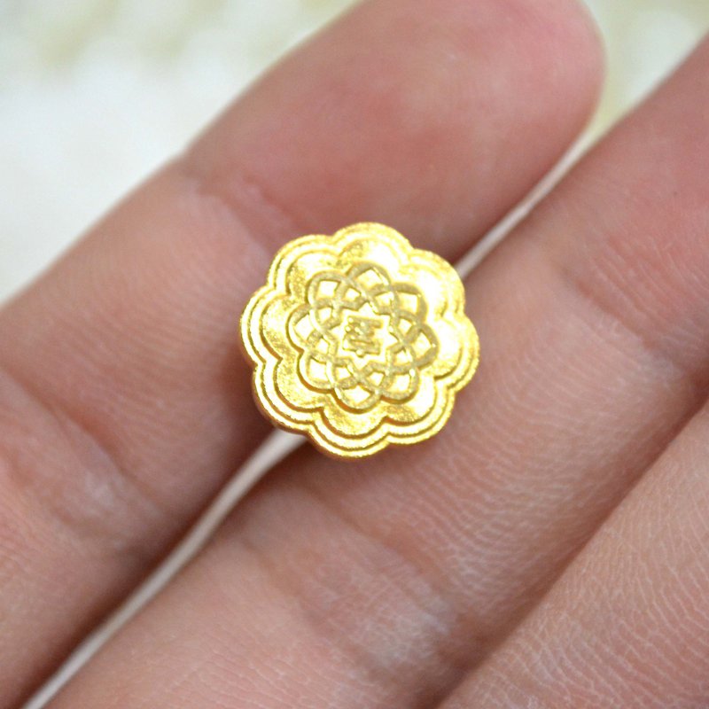 Japanese gold-plated treasure word flower brooch ladies ladies Japanese high-end second-hand vintage jewelry - เข็มกลัด - วัสดุอื่นๆ สีทอง