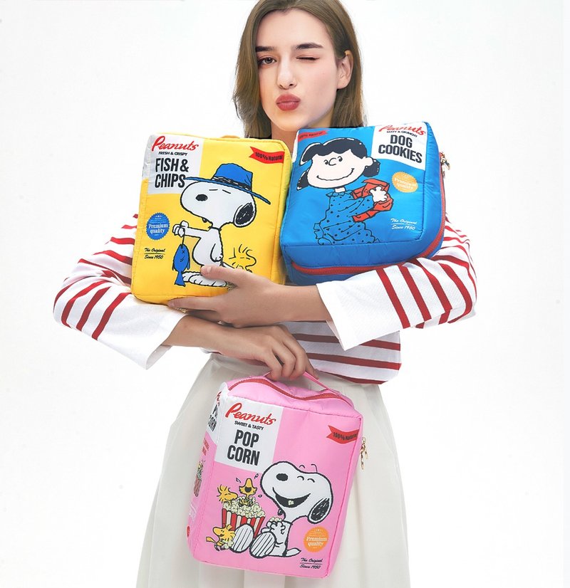 VOVAROVA x PEANUTS 聯乘 - SNOOPY 史努比旅行盥洗包 收納袋 - 化妝包/收納袋 - 其他人造纖維 白色
