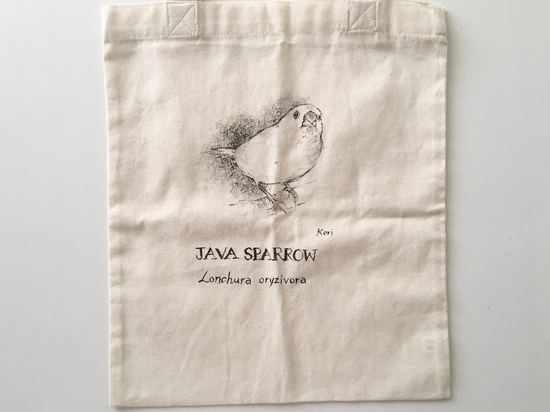 Pure hand-painted bird cotton shopping bag ‧ white bird - กระเป๋าถือ - ผ้าฝ้าย/ผ้าลินิน 
