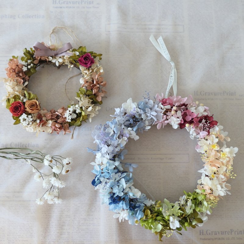 [Warm/Colored Everlasting Wreath] Home Decoration/New Home Gift/Gift Giving - Dried Flowers & Bouquets - Plants & Flowers 