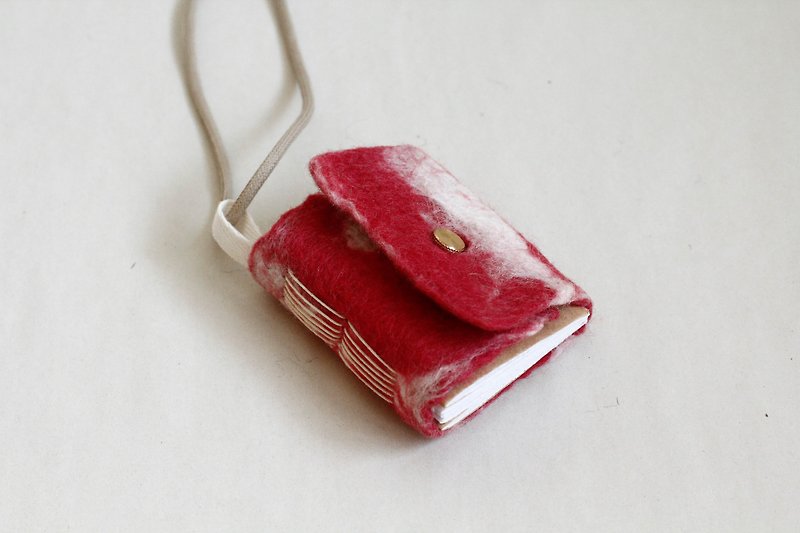 Wool felt long seam small book (red) - Notebooks & Journals - Paper Red
