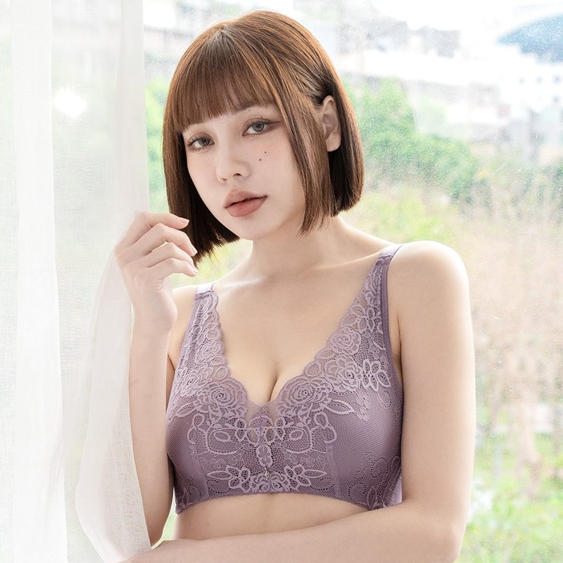 Pink Lady無鋼圈 AB罩杯 玫瑰紫霞 下厚上薄集中包覆 單件內衣 - 女內衣褲 - 其他人造纖維 紫色