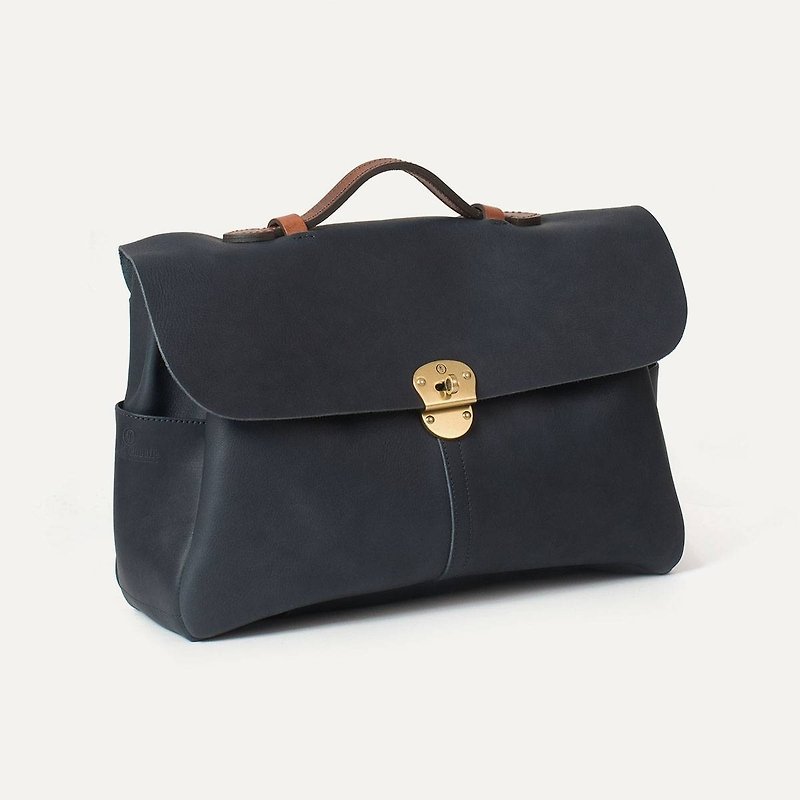( Bleu de Chauffe ) Hank Bag Leather Bag _Marine / Blue - Messenger Bags & Sling Bags - Genuine Leather 