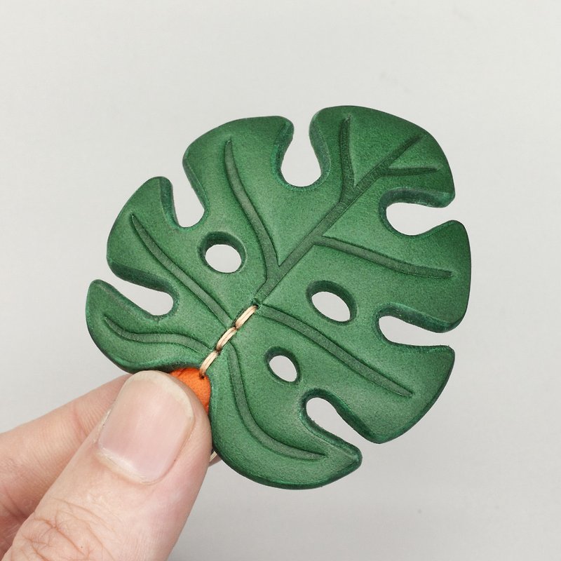 HANS-Monstera Turtle Charm - Keychains - Genuine Leather Multicolor