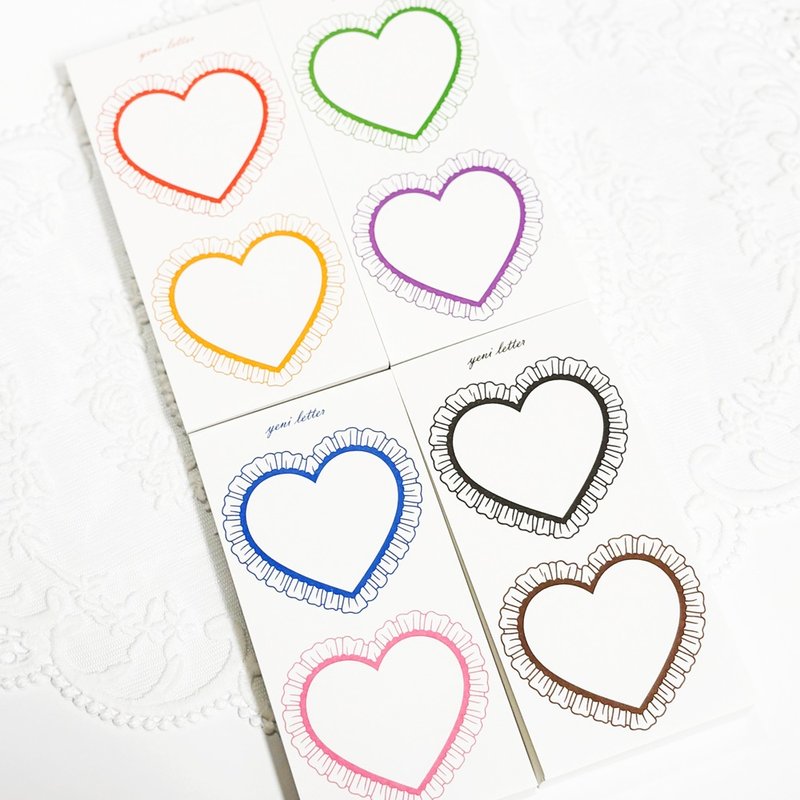 Two-tone Heart frill paper - 便條紙/便利貼 - 紙 多色