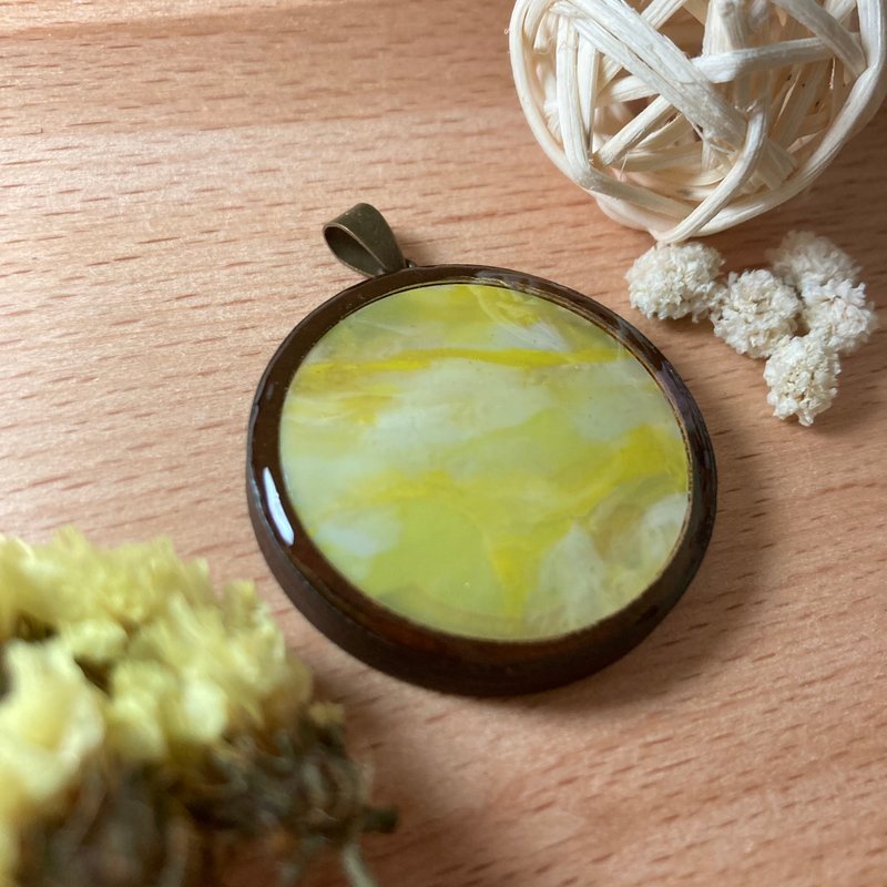 再生項鏈吊墜-黃白暈染 NP007 - 項鍊 - 木頭 