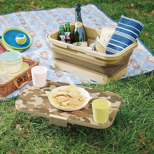 日本ISETO 日本ISETO 日製二合一野餐露營折疊式提籃餐桌(附卡扣)