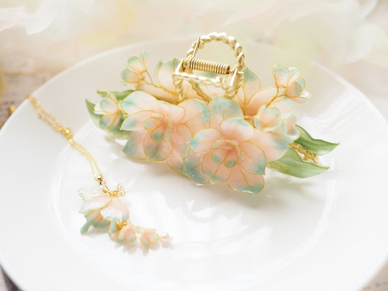 Resin double-sided design large flower hairpin large hairpin - เครื่องประดับผม - เรซิน สึชมพู