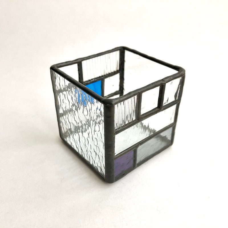 Stained glass free box Mosaïque gray - ของวางตกแต่ง - แก้ว สีน้ำเงิน