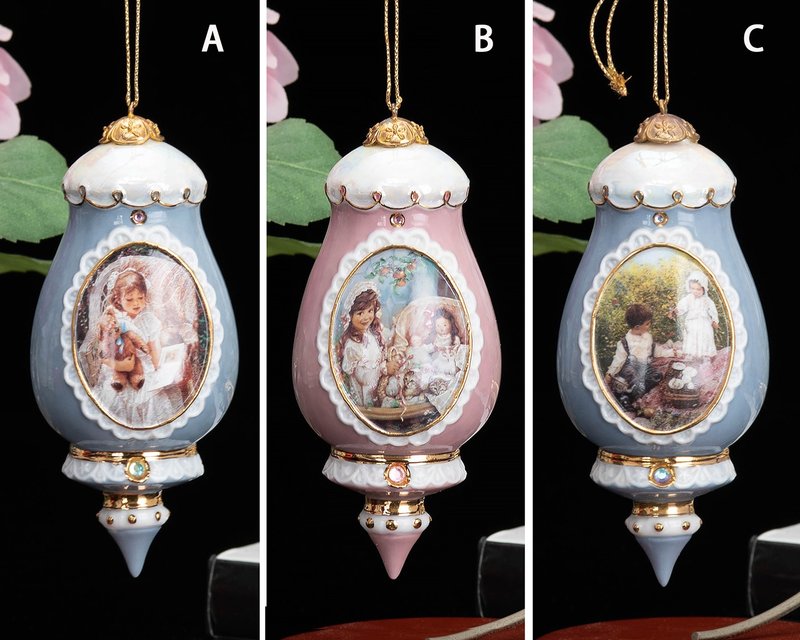 American Bradford artist Sandra Kuck's angelic childlike beautiful ceramic pendant hanging in the air - ของวางตกแต่ง - เครื่องลายคราม 