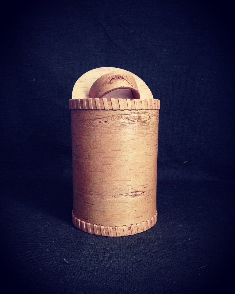 Big birch bark box, birch bark canister, tea box - 調味罐/醬料罐 - 木頭 