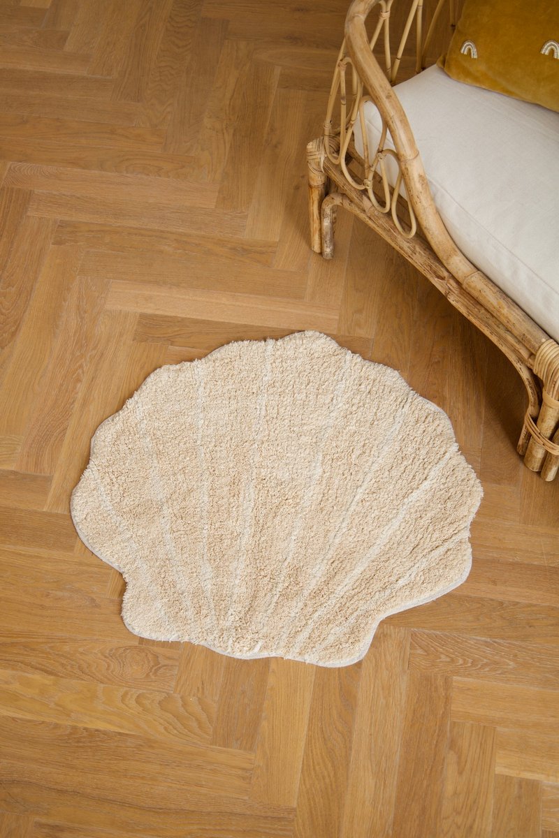 À LA Collection shell-shaped hand-woven soft cushion cream white - พรมปูพื้น - ผ้าฝ้าย/ผ้าลินิน 