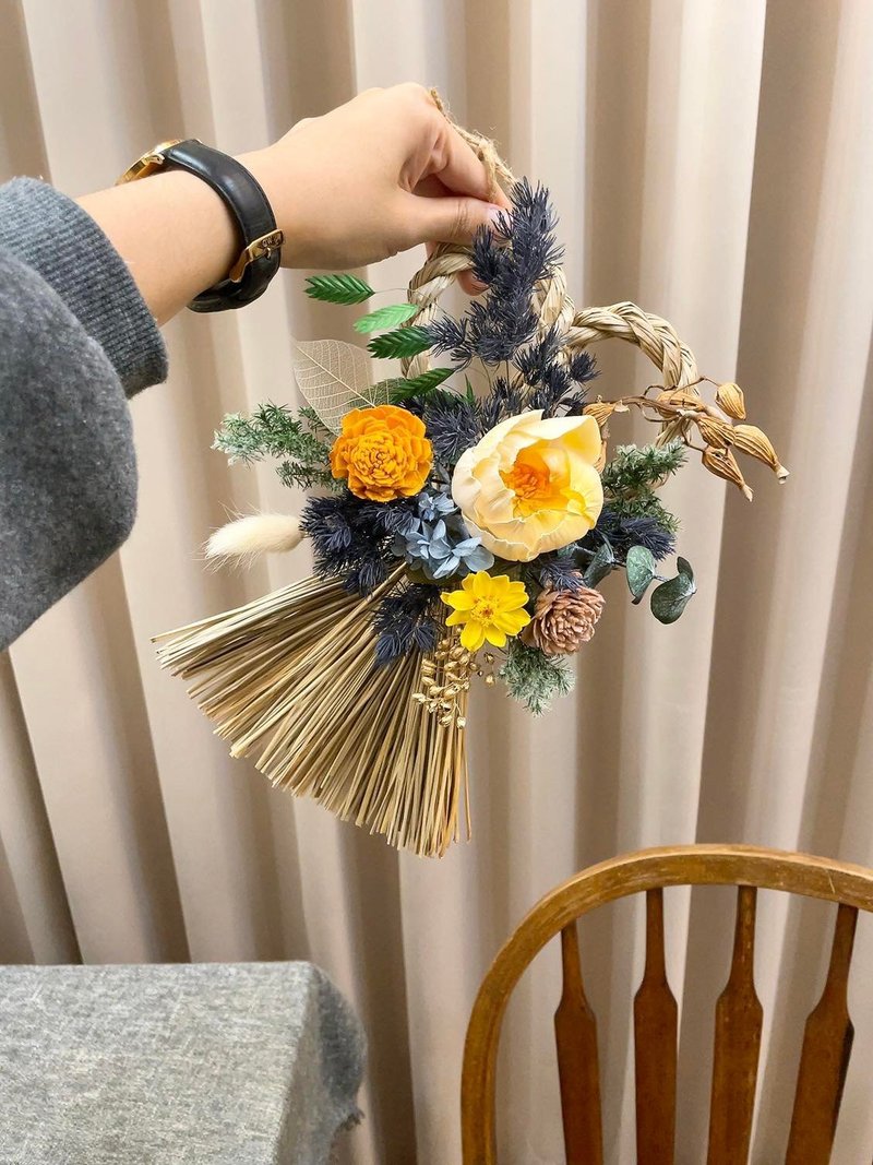 永生花掛飾【日式注連繩】招財好運 開幕送禮 生日禮物 新居花禮 - 乾燥花/永生花 - 植物．花 