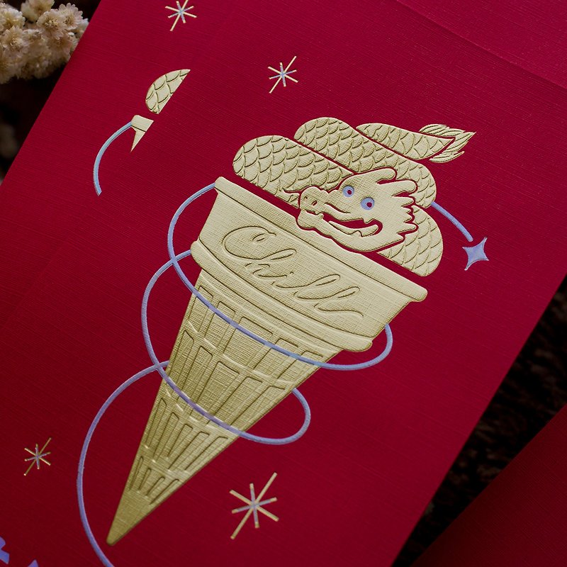 Qilelonglong red envelope bag │ Letterpress gold stamping texture │ A set of three │ Humorous creativity - ถุงอั่งเปา/ตุ้ยเลี้ยง - กระดาษ 