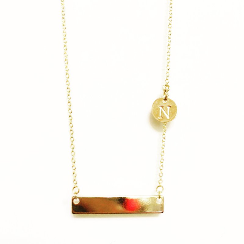 Initial A to Z  Golden Bar Necklace Birthday Gift Bridesmaid - สร้อยคอ - โลหะ สีเงิน