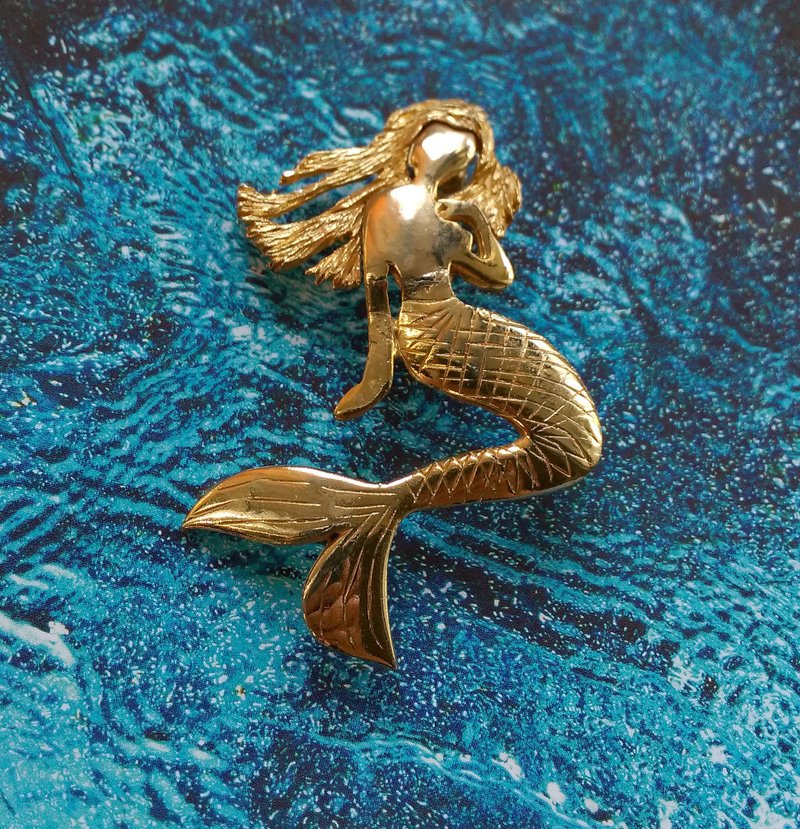 人物主題 Ultra Craft 人魚 別針。西洋古董飾品 - 徽章/別針 - 其他金屬 金色
