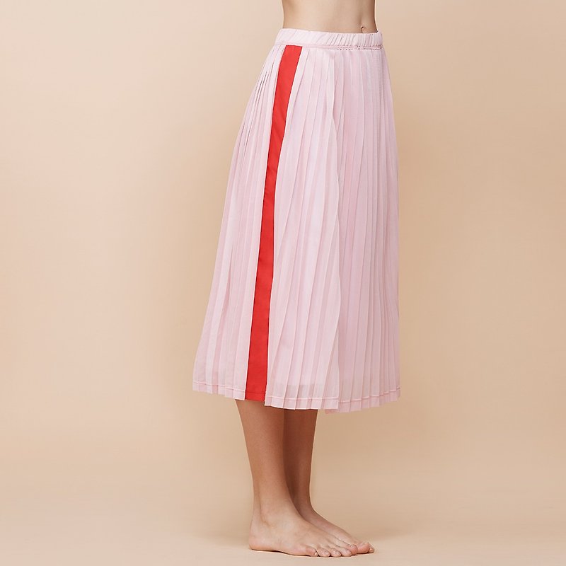 【MACACA】Waltz Pleated Skirt-BQE8103 Pink - Skirts - Polyester Pink