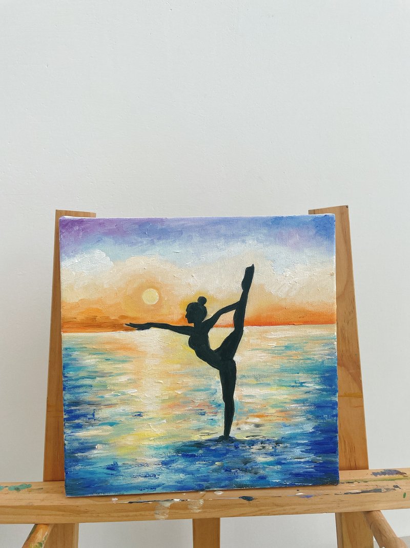 yoga girl/sunset - ภาพวาดบุคคล - ผ้าฝ้าย/ผ้าลินิน 