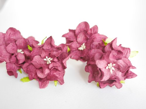 makemefrompaper Paper Flower, DIY supplies, 5 pieces gardenia flower, burgundy color.