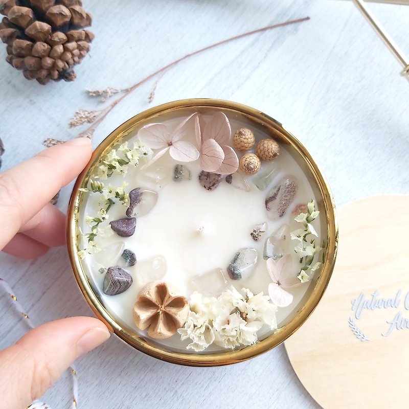 Wax Candles & Candle Holders Khaki - Phantom - White Marble bowl Soywax Candle | Dried flower & Crystal
